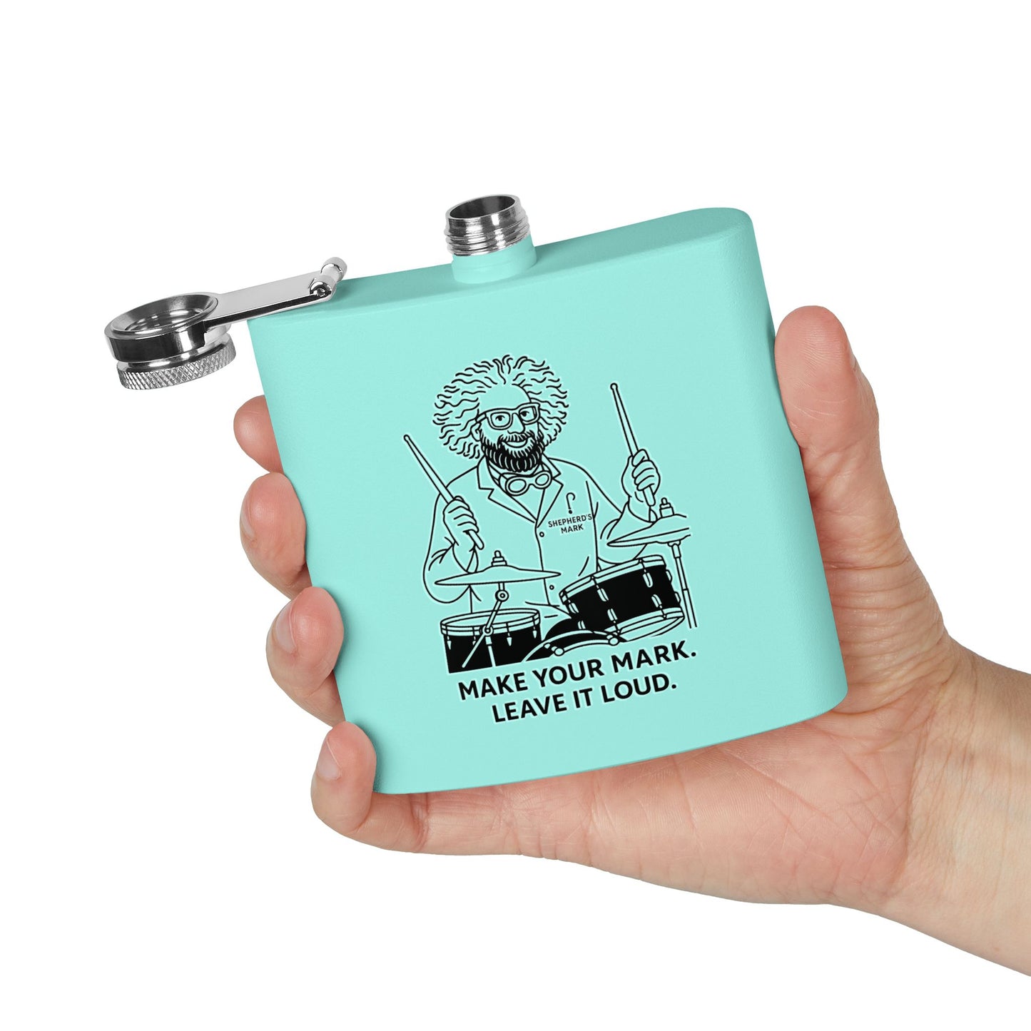 Funny Drummer Flask - 6oz Stainless Steel - Perfect Gift for Musicians, Groomsmen, Birthdays, Concerts, Outdoor Events
