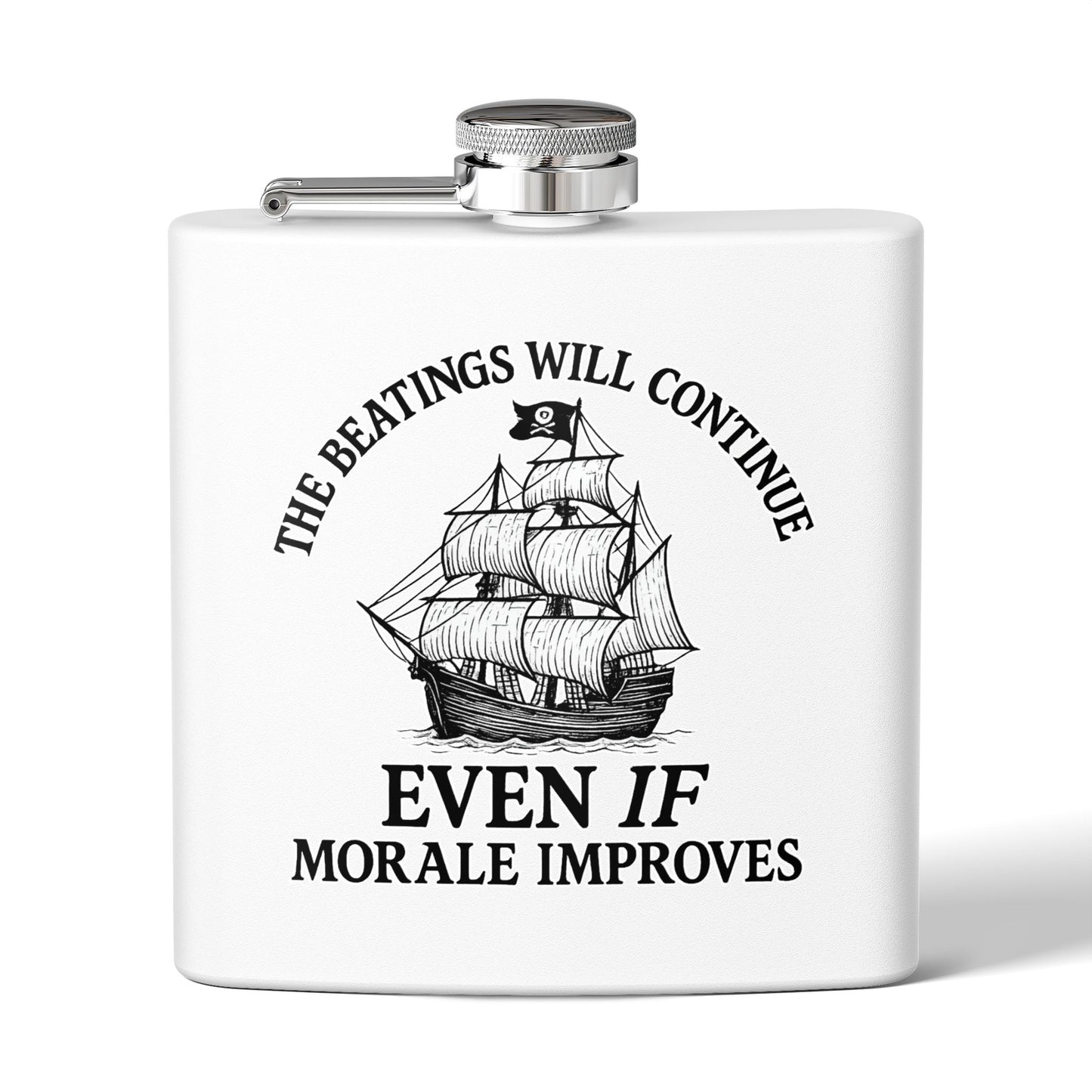 Pirate-Themed Stainless Steel Flask – 6oz with Motivational Quote