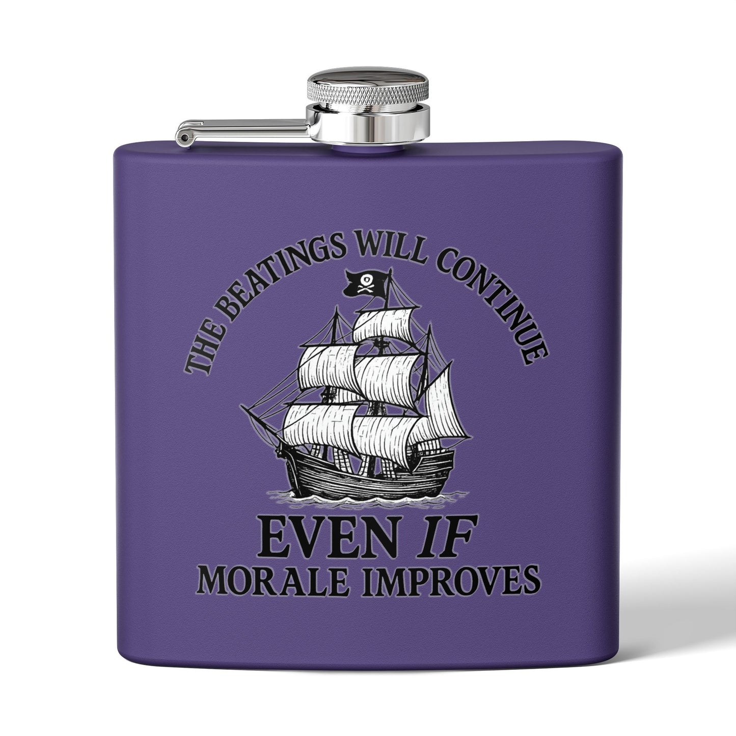 Pirate-Themed Stainless Steel Flask – 6oz with Motivational Quote