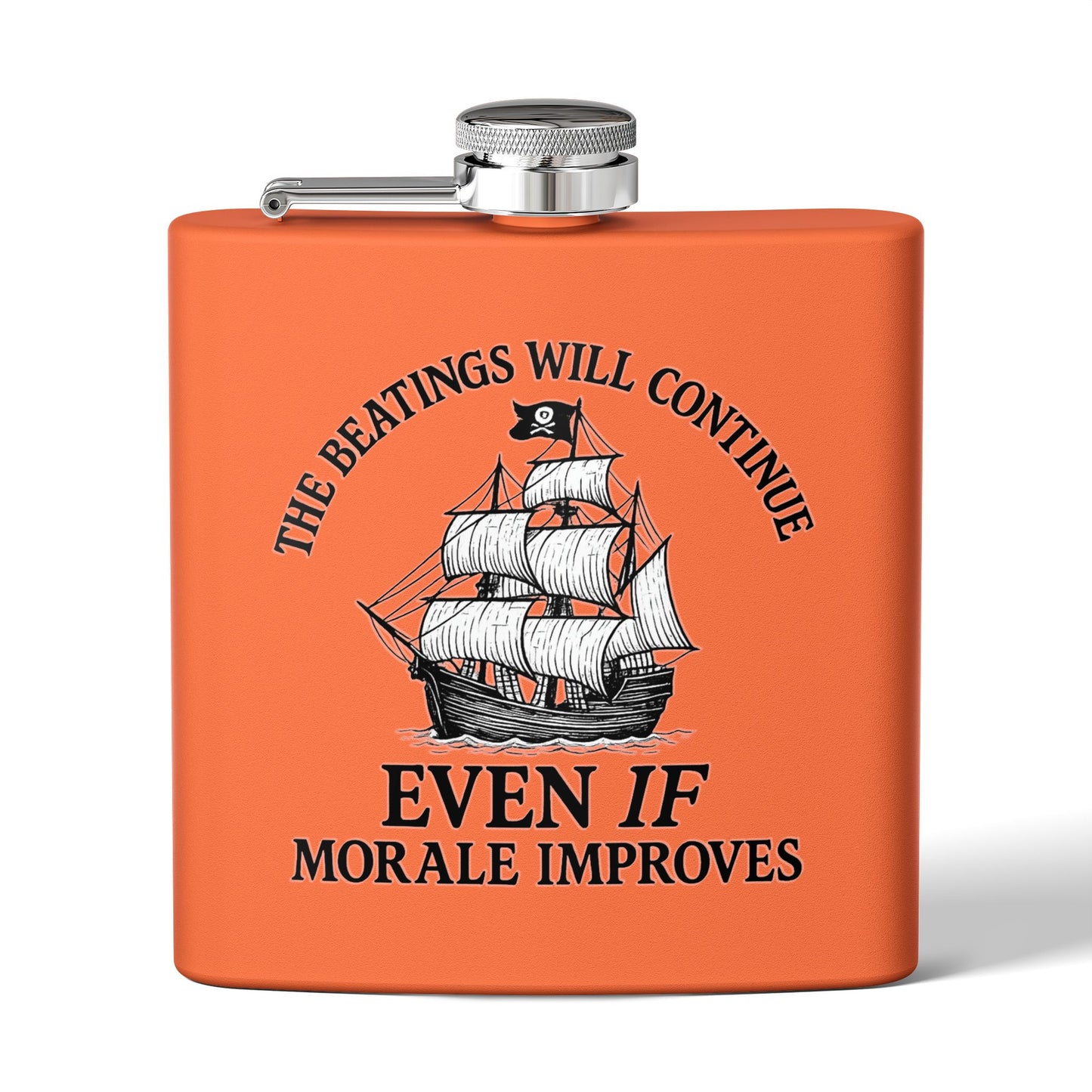 Pirate-Themed Stainless Steel Flask – 6oz with Motivational Quote