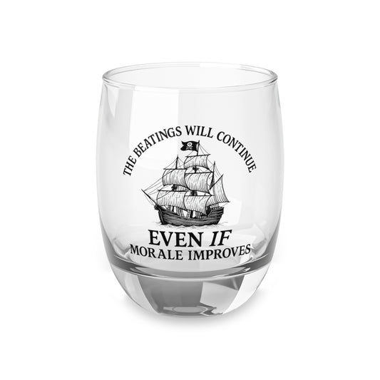Pirate-Themed Whiskey Glass - "The Beatings Will Continue" – Perfect Gift for Drink Enthusiasts