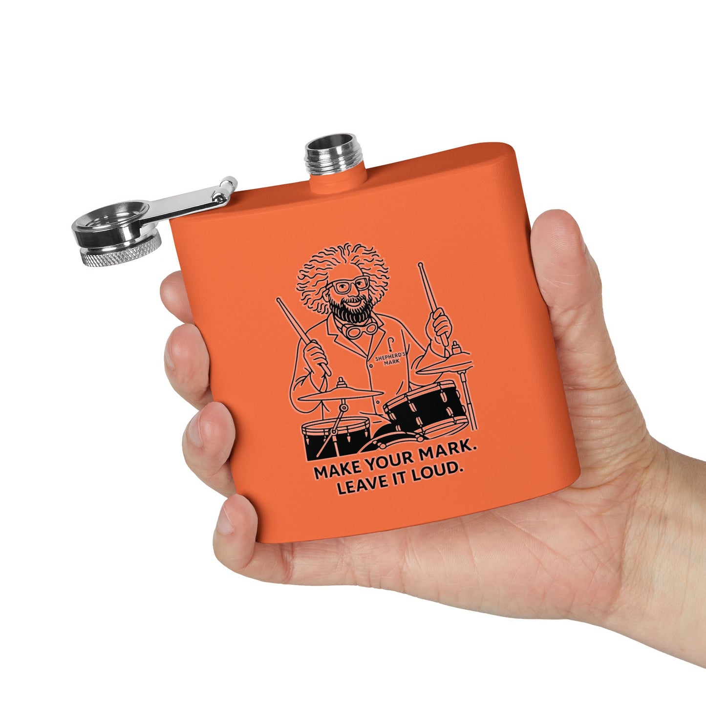 Funny Drummer Flask - 6oz Stainless Steel - Perfect Gift for Musicians, Groomsmen, Birthdays, Concerts, Outdoor Events