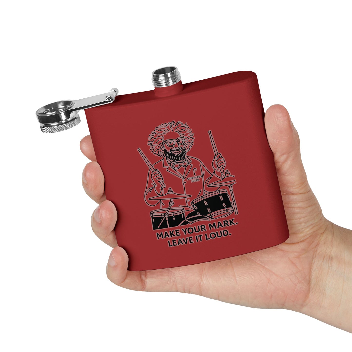 Funny Drummer Flask - 6oz Stainless Steel - Perfect Gift for Musicians, Groomsmen, Birthdays, Concerts, Outdoor Events
