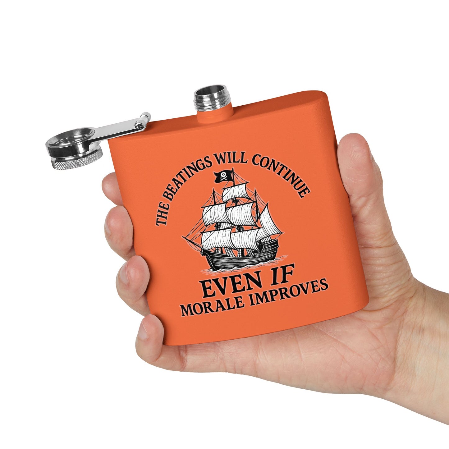 Pirate-Themed Stainless Steel Flask – 6oz with Motivational Quote