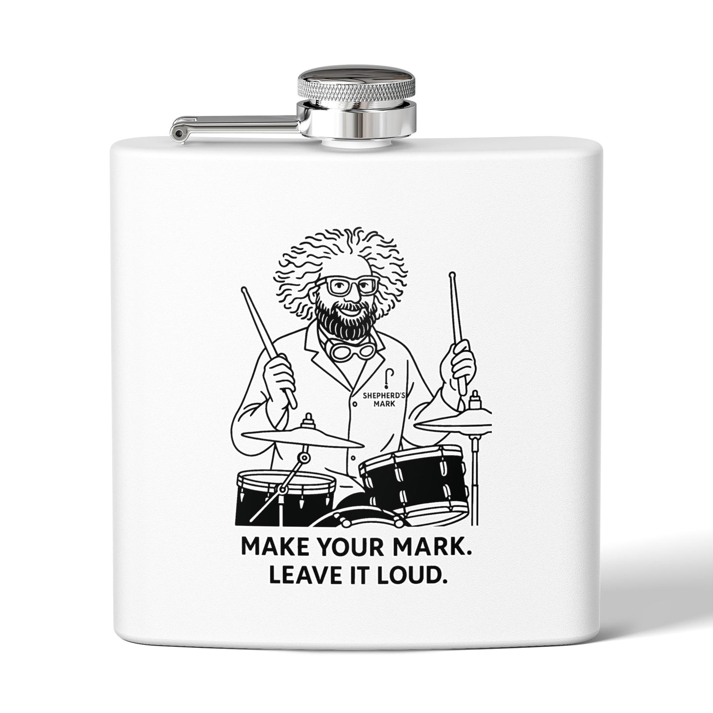 Funny Drummer Flask - 6oz Stainless Steel - Perfect Gift for Musicians, Groomsmen, Birthdays, Concerts, Outdoor Events