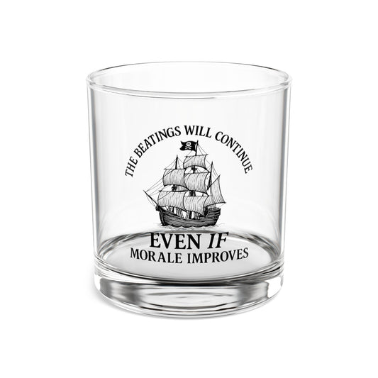 Pirate-Themed Rocks Glass - 10oz with ‘The Beatings Will Continue’ Quote