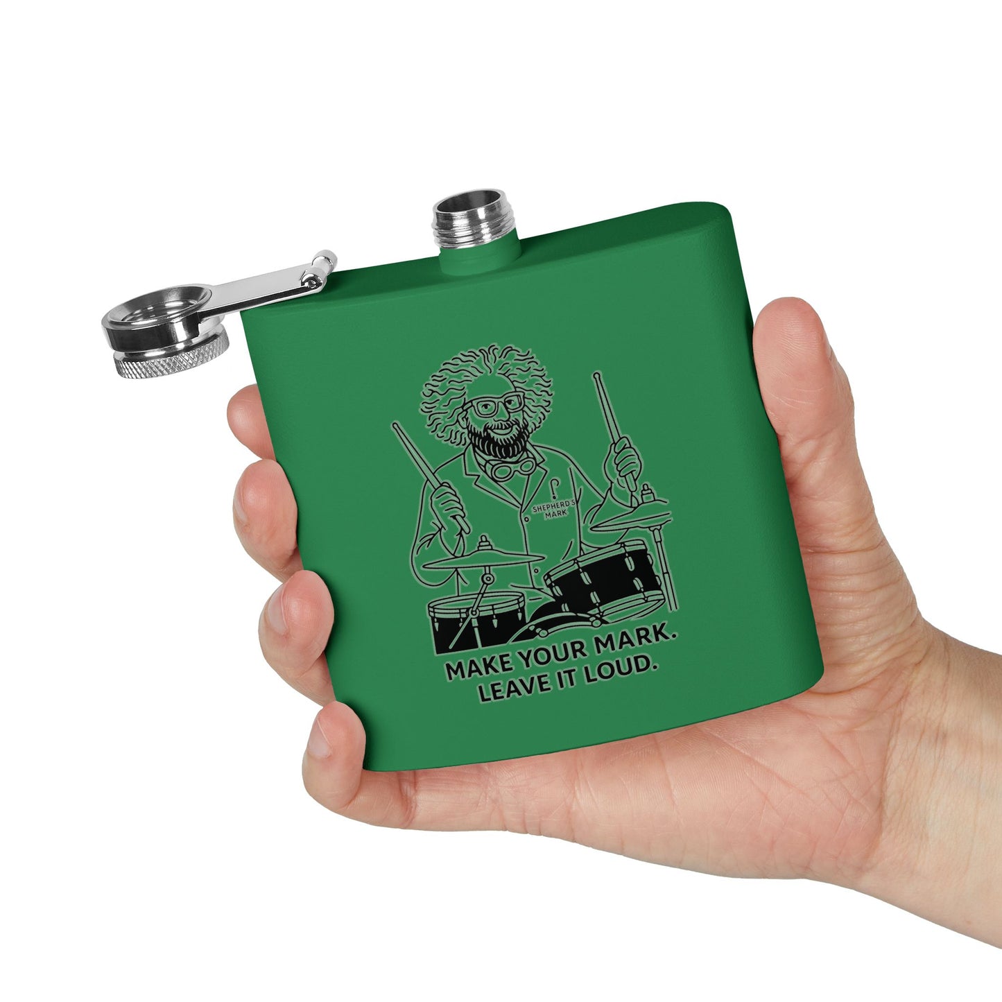 Funny Drummer Flask - 6oz Stainless Steel - Perfect Gift for Musicians, Groomsmen, Birthdays, Concerts, Outdoor Events