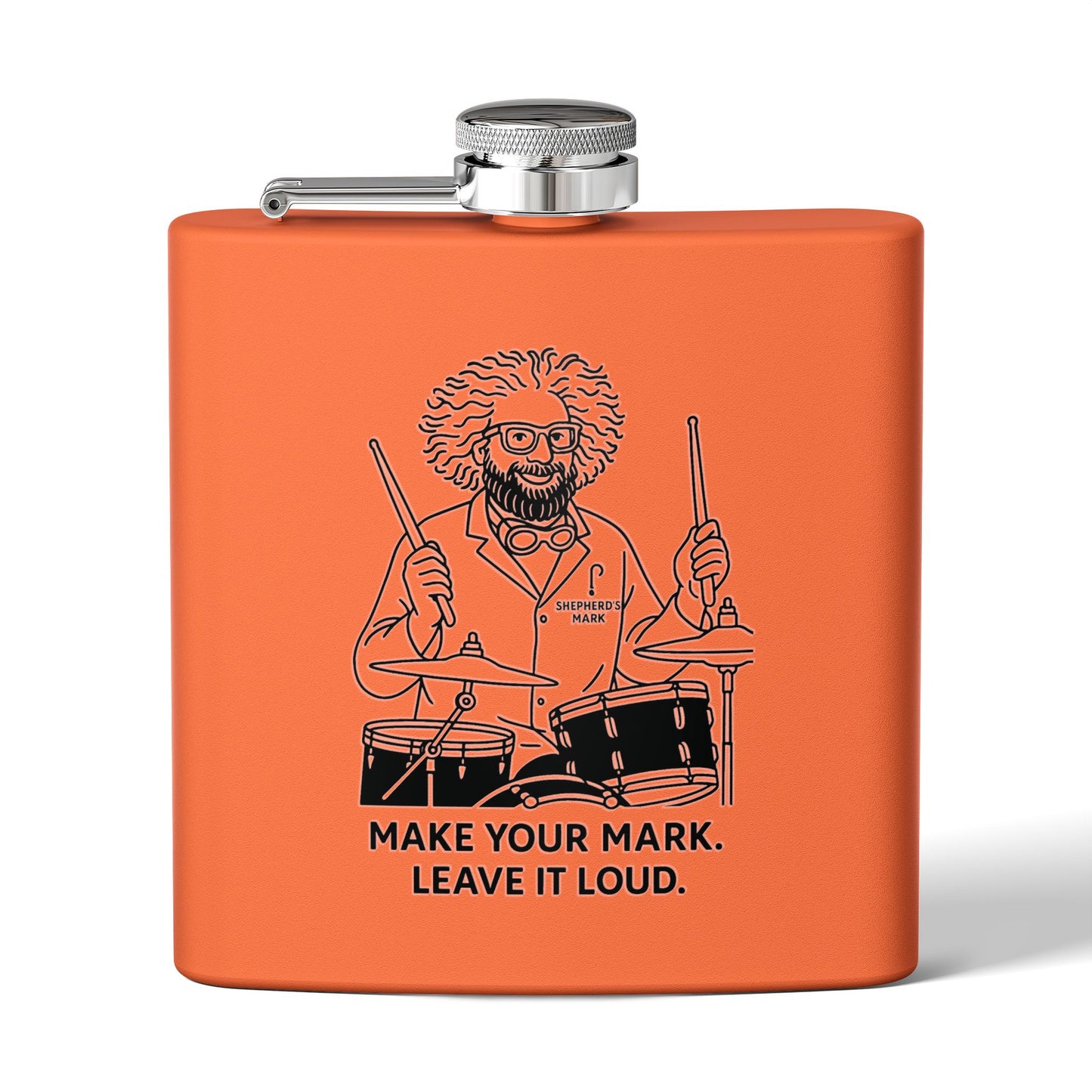Funny Drummer Flask - 6oz Stainless Steel - Perfect Gift for Musicians, Groomsmen, Birthdays, Concerts, Outdoor Events