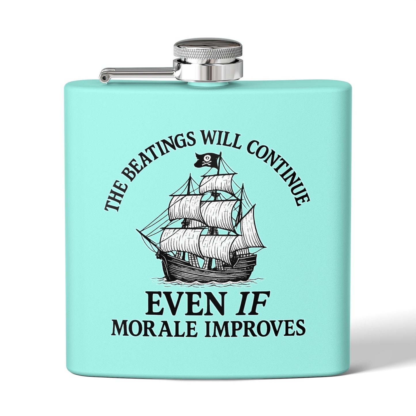 Pirate-Themed Stainless Steel Flask – 6oz with Motivational Quote