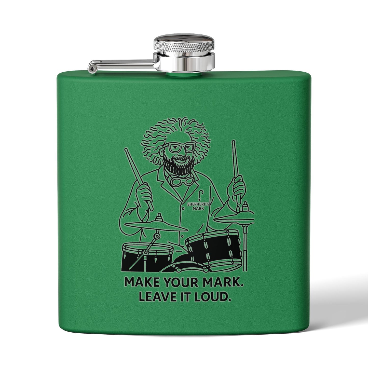 Funny Drummer Flask - 6oz Stainless Steel - Perfect Gift for Musicians, Groomsmen, Birthdays, Concerts, Outdoor Events
