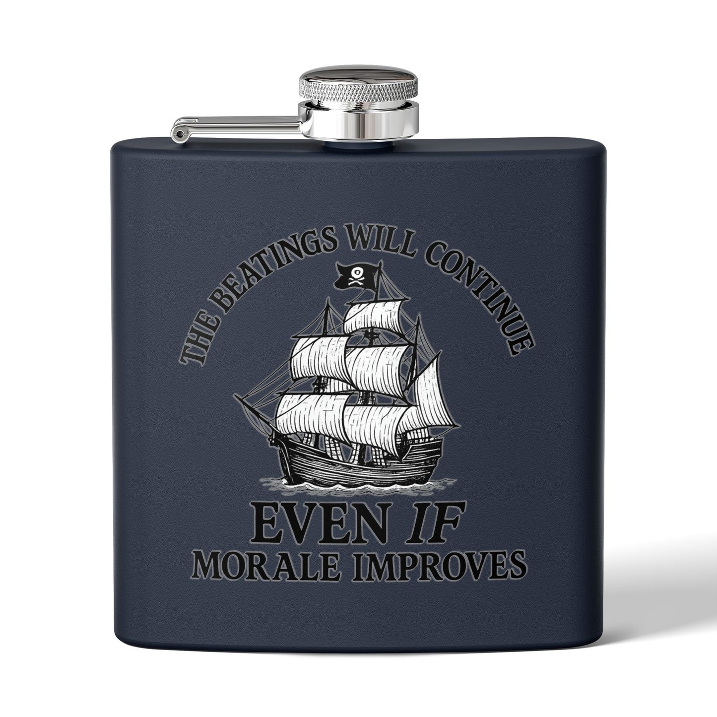 Pirate-Themed Stainless Steel Flask – 6oz with Motivational Quote
