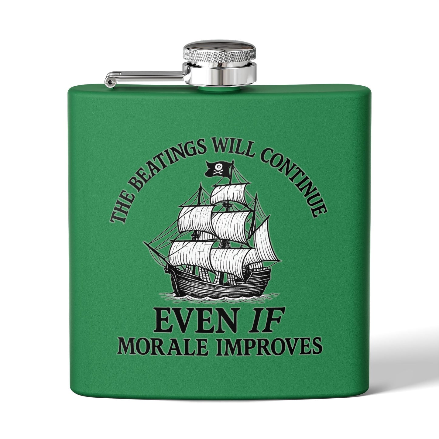 Pirate-Themed Stainless Steel Flask – 6oz with Motivational Quote