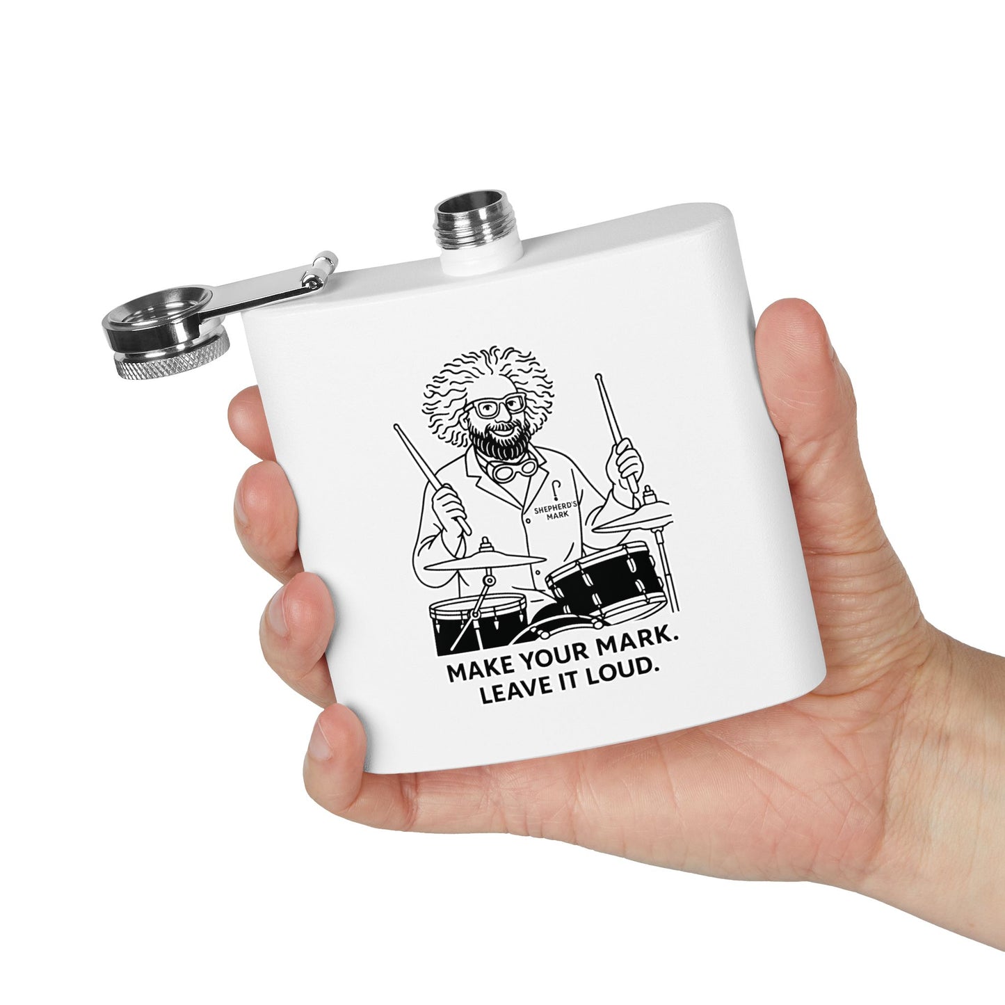 Funny Drummer Flask - 6oz Stainless Steel - Perfect Gift for Musicians, Groomsmen, Birthdays, Concerts, Outdoor Events