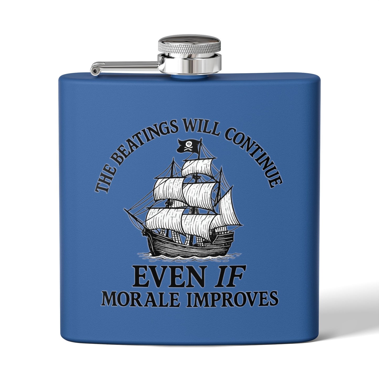 Pirate-Themed Stainless Steel Flask – 6oz with Motivational Quote