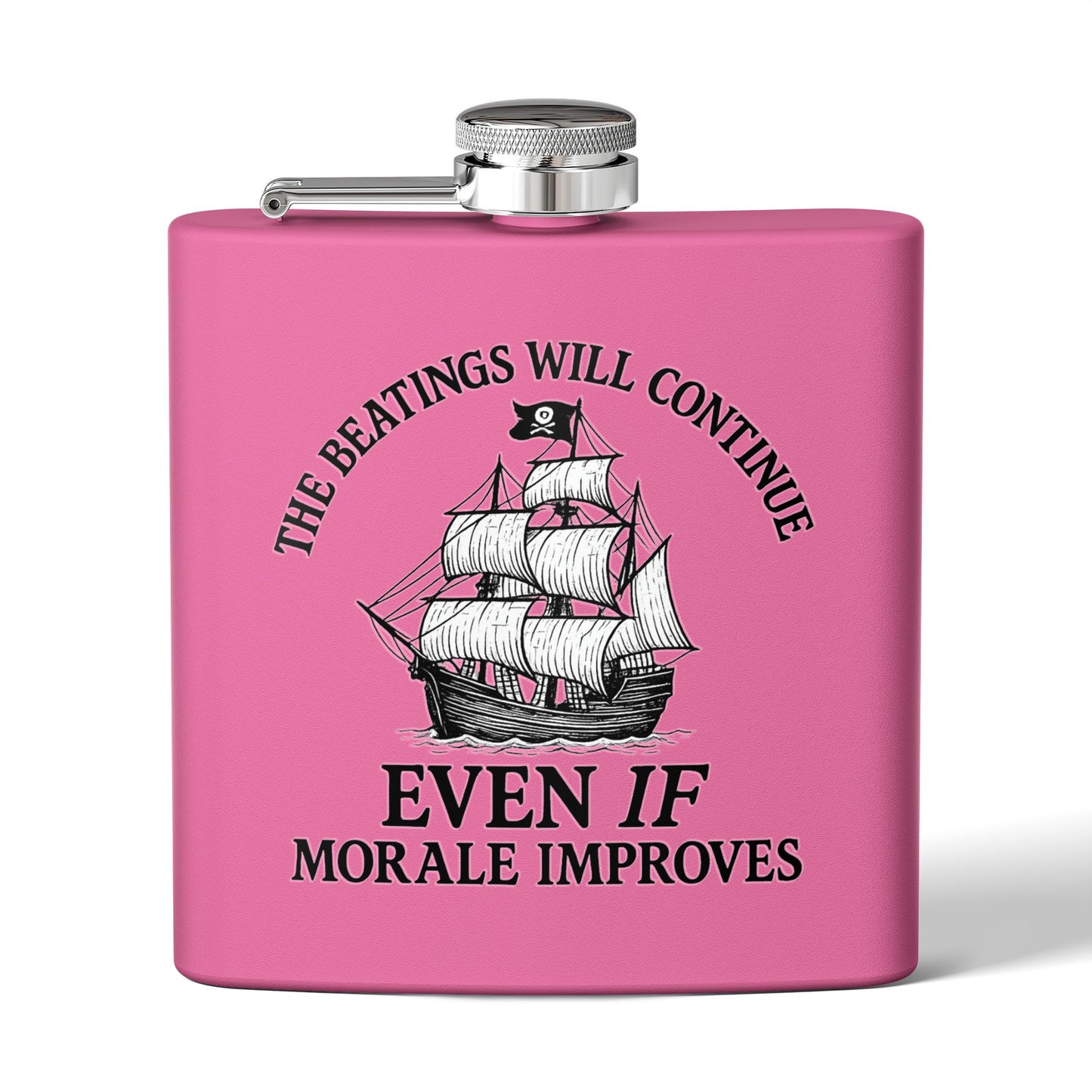 Pirate-Themed Stainless Steel Flask – 6oz with Motivational Quote