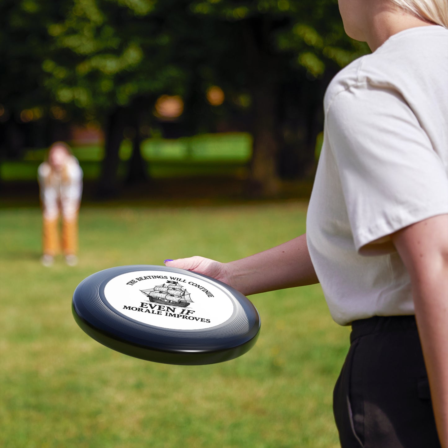 Frisbee - Funny 'The Beatings Will Continue Even If Morale Improves' Design